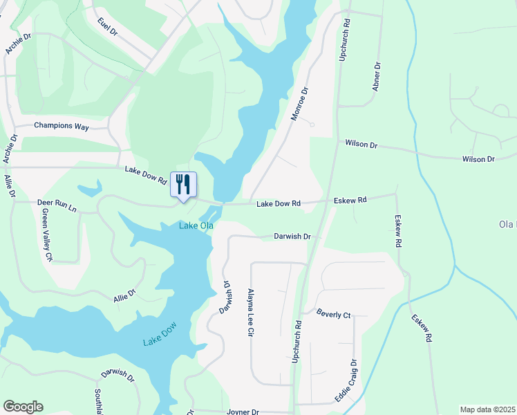 map of restaurants, bars, coffee shops, grocery stores, and more near 112 Darwish Drive in McDonough