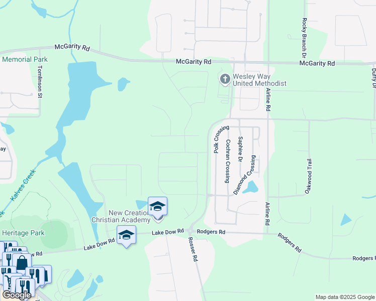 map of restaurants, bars, coffee shops, grocery stores, and more near 613 Vidalia Parkway in McDonough