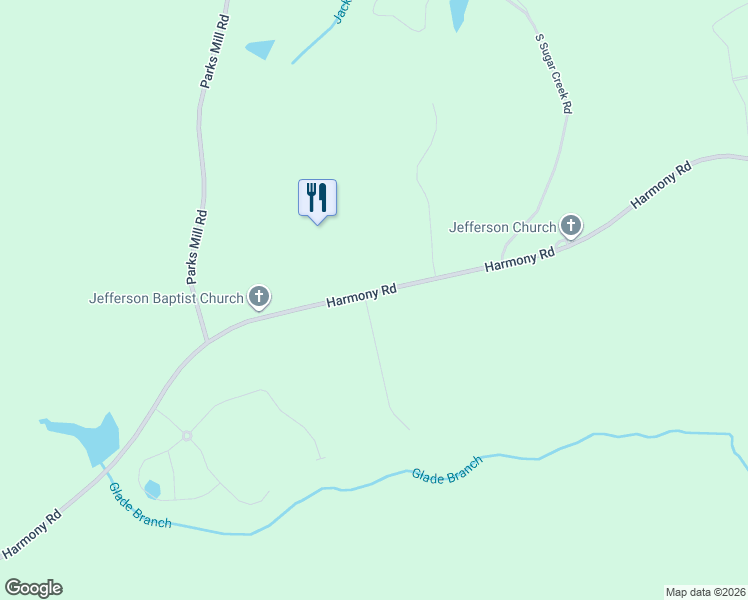 map of restaurants, bars, coffee shops, grocery stores, and more near 516 Harmony Road in Eatonton