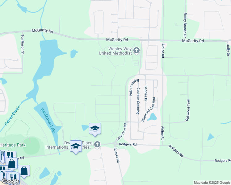 map of restaurants, bars, coffee shops, grocery stores, and more near 617 Vidalia Parkway in McDonough