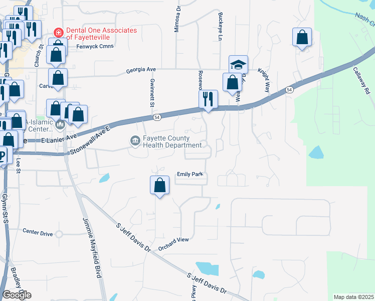 map of restaurants, bars, coffee shops, grocery stores, and more near 310 Autumn Glen Circle in Fayetteville