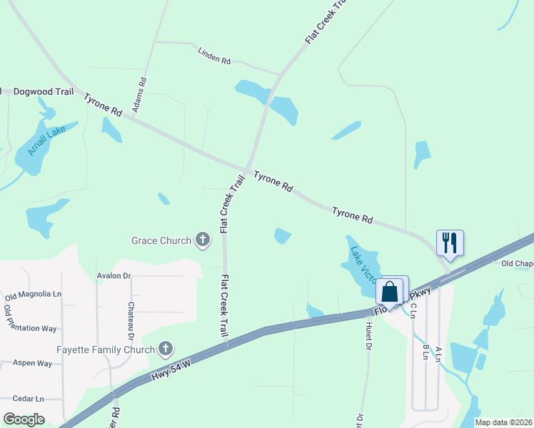 map of restaurants, bars, coffee shops, grocery stores, and more near 254 Tyrone Road in Fayetteville