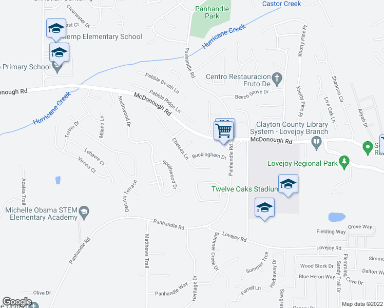 map of restaurants, bars, coffee shops, grocery stores, and more near 1350 Buckingham Drive in Hampton