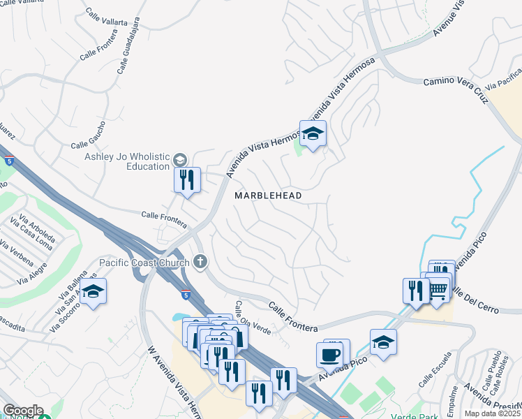 map of restaurants, bars, coffee shops, grocery stores, and more near 2156 Via Aguila in San Clemente