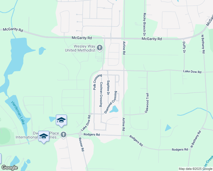 map of restaurants, bars, coffee shops, grocery stores, and more near 1424 Saphire Drive in McDonough