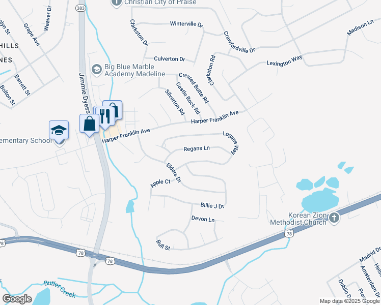 map of restaurants, bars, coffee shops, grocery stores, and more near 4318 Regans Lane in Augusta