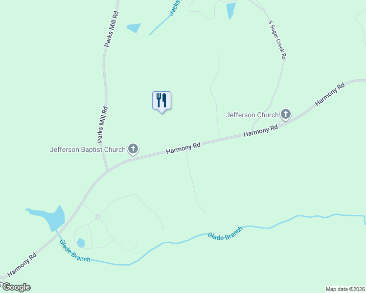 map of restaurants, bars, coffee shops, grocery stores, and more near 516 Harmony Road in Eatonton
