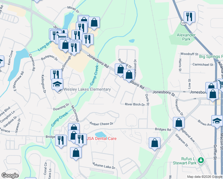 map of restaurants, bars, coffee shops, grocery stores, and more near 209 Coldsprings Court in McDonough