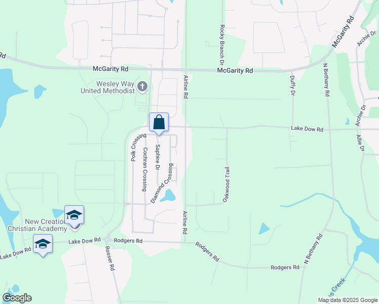 map of restaurants, bars, coffee shops, grocery stores, and more near 270 Airline Road in McDonough