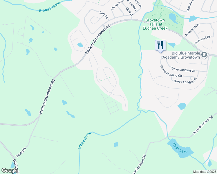 map of restaurants, bars, coffee shops, grocery stores, and more near 5708 Harlem Grovetown Road in Grovetown