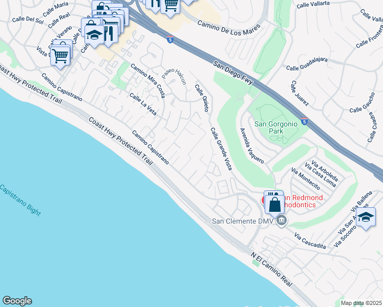 map of restaurants, bars, coffee shops, grocery stores, and more near 27568 Vista De Dons in Dana Point