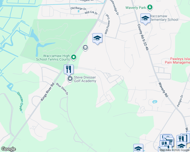map of restaurants, bars, coffee shops, grocery stores, and more near 504 Pinehurst Lane in Pawleys Island