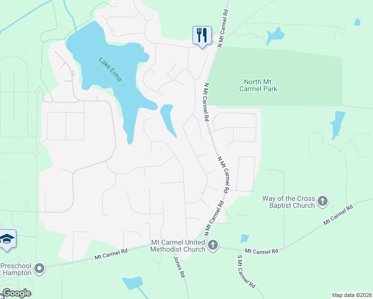 map of restaurants, bars, coffee shops, grocery stores, and more near 388 Masters Club Boulevard in Hampton