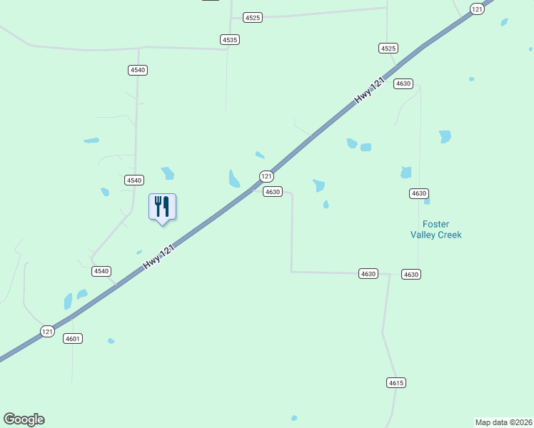map of restaurants, bars, coffee shops, grocery stores, and more near 11391 Texas 121 in Trenton