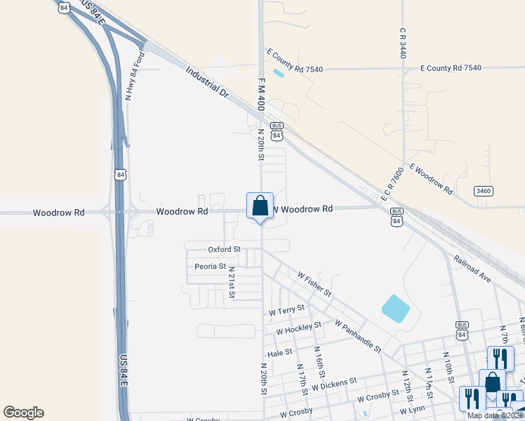 map of restaurants, bars, coffee shops, grocery stores, and more near 1099 N 20th St in Slaton