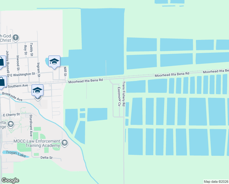 map of restaurants, bars, coffee shops, grocery stores, and more near 55 Eastmoor Circle in Moorhead