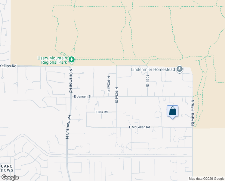 map of restaurants, bars, coffee shops, grocery stores, and more near 1824 North 103rd Street in Mesa