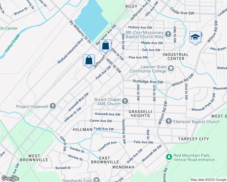 map of restaurants, bars, coffee shops, grocery stores, and more near 4133 Mineral Avenue Southwest in Birmingham