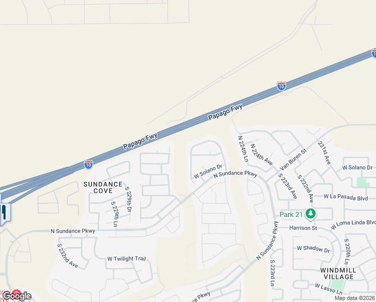 map of restaurants, bars, coffee shops, grocery stores, and more near 106 North 226th Lane in Buckeye