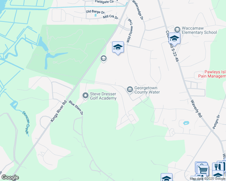 map of restaurants, bars, coffee shops, grocery stores, and more near 478 Pinehurst Lane in Pawleys Island