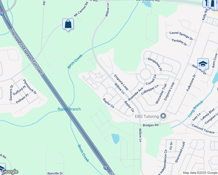 map of restaurants, bars, coffee shops, grocery stores, and more near 3452 Baylor Circle in McDonough