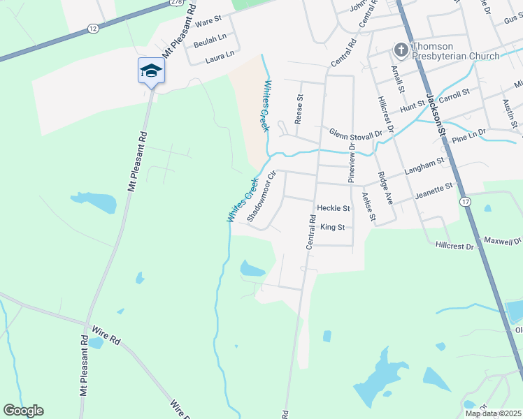 map of restaurants, bars, coffee shops, grocery stores, and more near 525 Shadowmoor Circle in Thomson