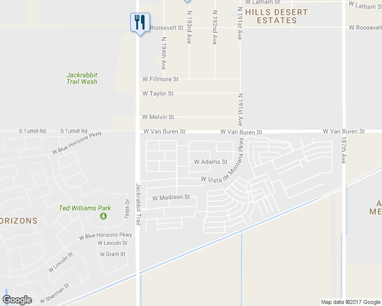 map of restaurants, bars, coffee shops, grocery stores, and more near 19297 West Monroe Street in Buckeye