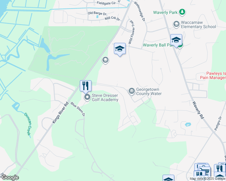 map of restaurants, bars, coffee shops, grocery stores, and more near 478 Pinehurst Lane in Pawleys Island