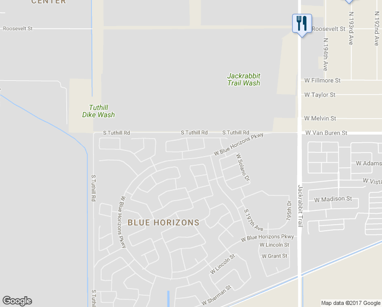 map of restaurants, bars, coffee shops, grocery stores, and more near 19923 West Monroe Street in Buckeye