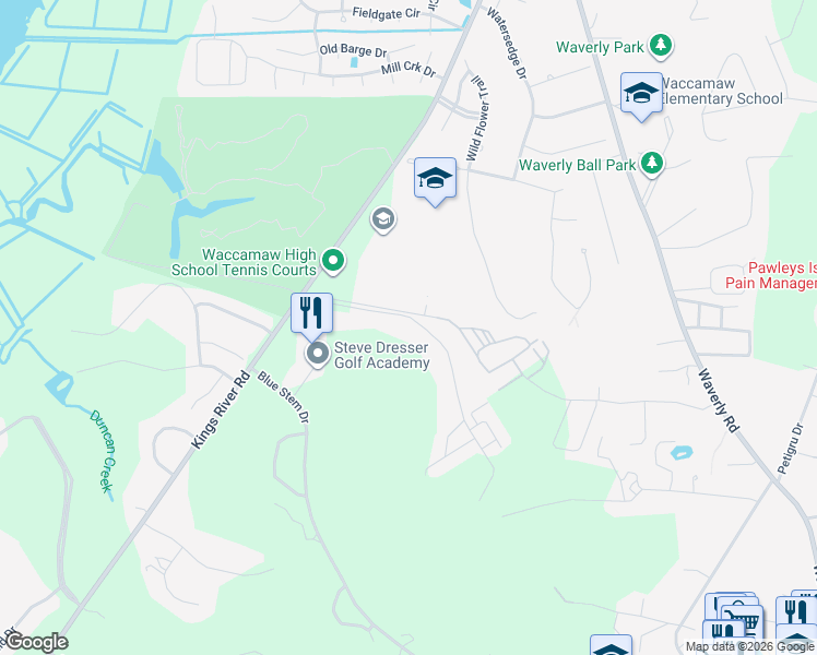 map of restaurants, bars, coffee shops, grocery stores, and more near 478 Pinehurst Lane in Pawleys Island