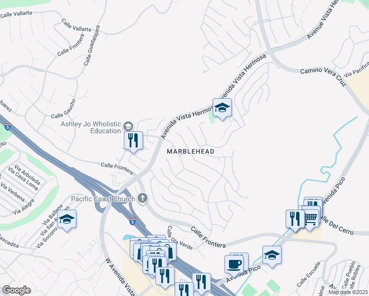 map of restaurants, bars, coffee shops, grocery stores, and more near 2156 Via Aguila in San Clemente