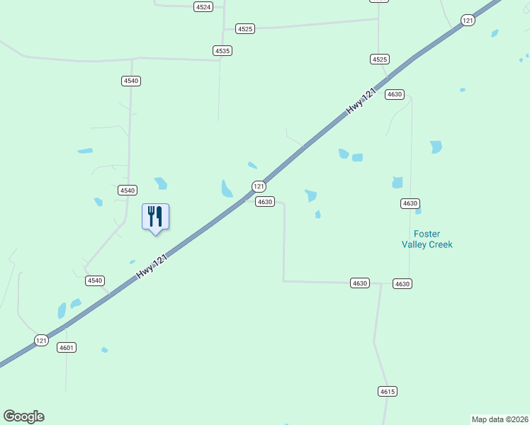 map of restaurants, bars, coffee shops, grocery stores, and more near 11391 State Highway 121 in Trenton