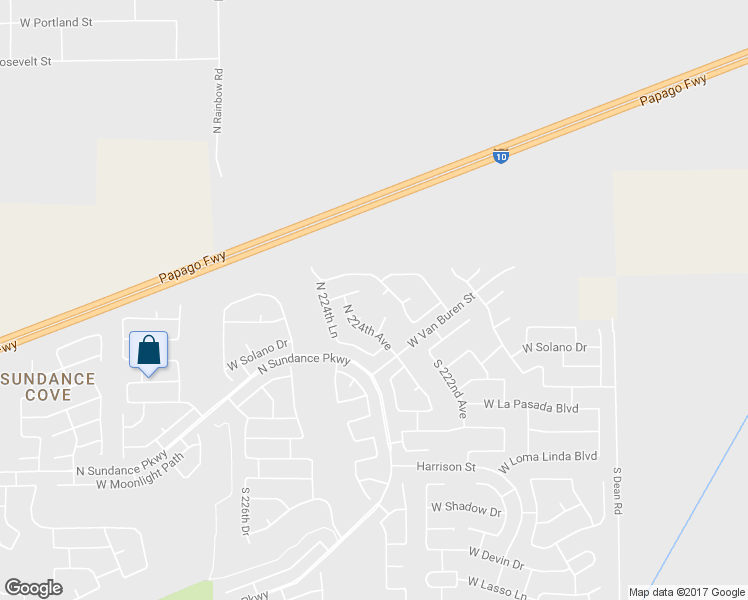map of restaurants, bars, coffee shops, grocery stores, and more near 22388 West La Vista Circle in Buckeye