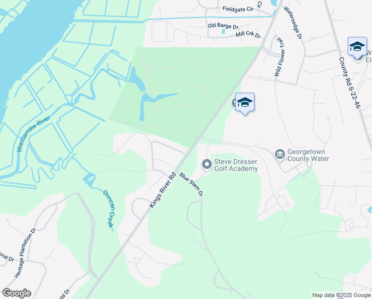map of restaurants, bars, coffee shops, grocery stores, and more near 25 Greenbriar Avenue in Pawleys Island