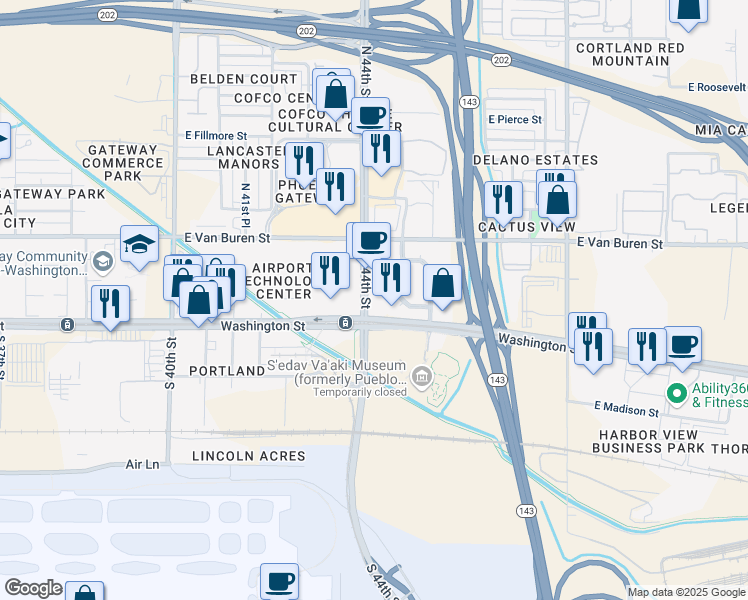 map of restaurants, bars, coffee shops, grocery stores, and more near in Phoenix