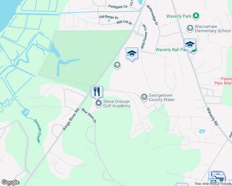map of restaurants, bars, coffee shops, grocery stores, and more near 342 Pinehurst Lane in Pawleys Island