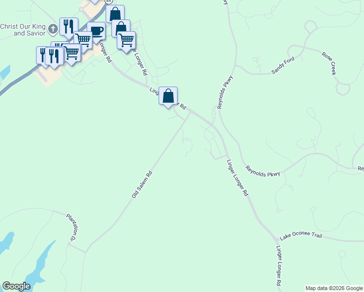 map of restaurants, bars, coffee shops, grocery stores, and more near 1070 Old Salem Road in Greensboro