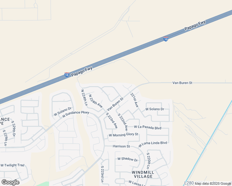 map of restaurants, bars, coffee shops, grocery stores, and more near 22284 West Mesquite Drive in Buckeye