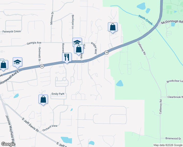map of restaurants, bars, coffee shops, grocery stores, and more near 110 Eastfield Court in Fayetteville