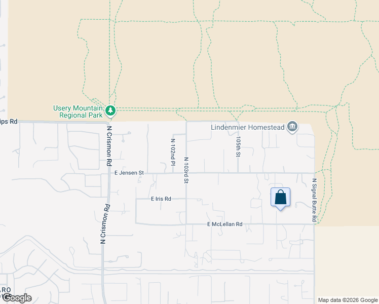 map of restaurants, bars, coffee shops, grocery stores, and more near 1824 North 103rd Street in Mesa