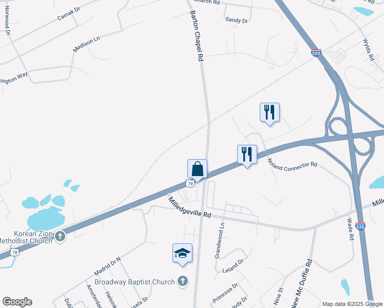 map of restaurants, bars, coffee shops, grocery stores, and more near 2201 Gordon Highway in Augusta