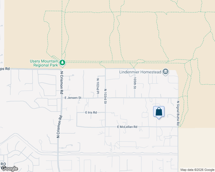 map of restaurants, bars, coffee shops, grocery stores, and more near 1824 North 103rd Street in Mesa