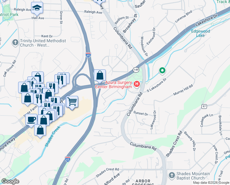 map of restaurants, bars, coffee shops, grocery stores, and more near West Rue Maison in Homewood