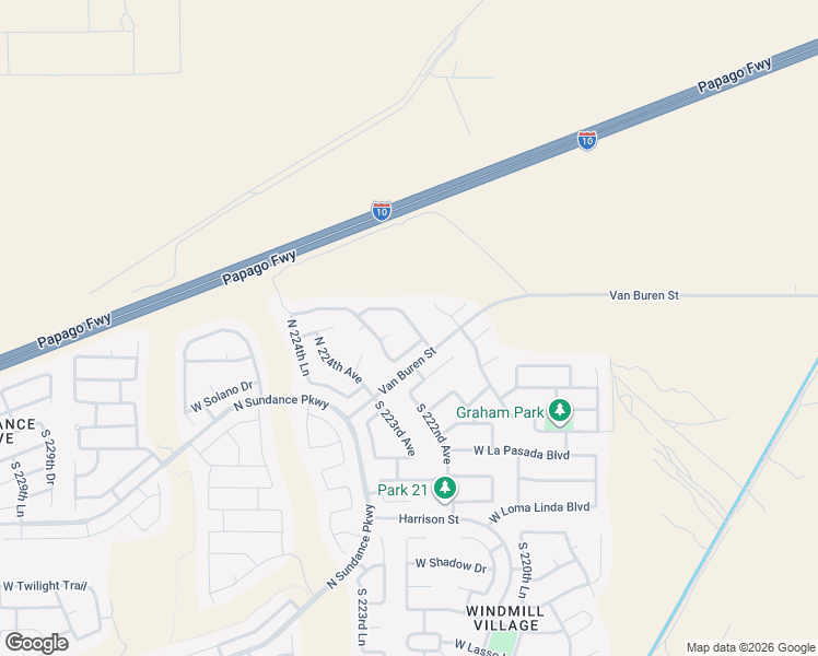map of restaurants, bars, coffee shops, grocery stores, and more near 198 North 222nd Drive in Buckeye