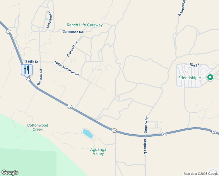 map of restaurants, bars, coffee shops, grocery stores, and more near 44490 White Mountain Road in Aguanga