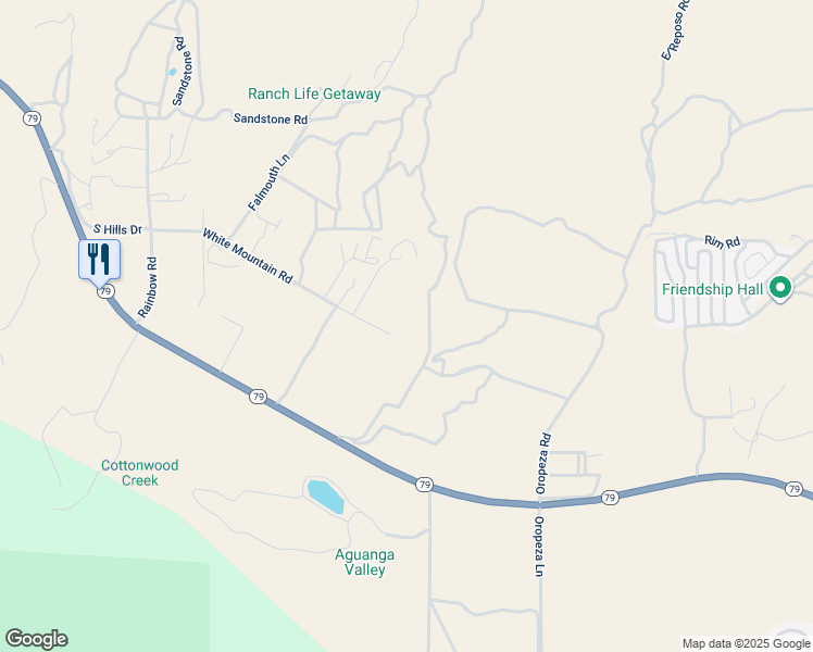 map of restaurants, bars, coffee shops, grocery stores, and more near 44490 White Mountain Road in Aguanga