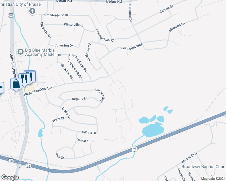 map of restaurants, bars, coffee shops, grocery stores, and more near 818 Burlington Dr in Augusta