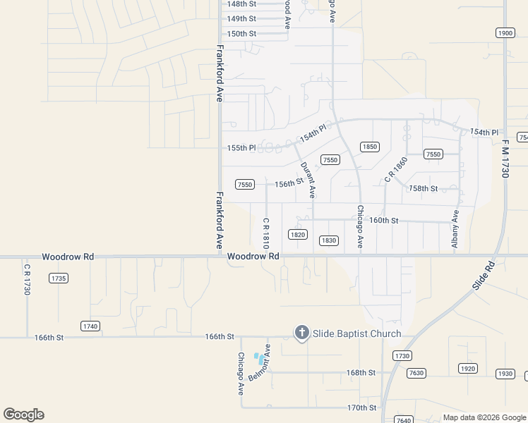 map of restaurants, bars, coffee shops, grocery stores, and more near 15800-15816 C R 1810 in Lubbock