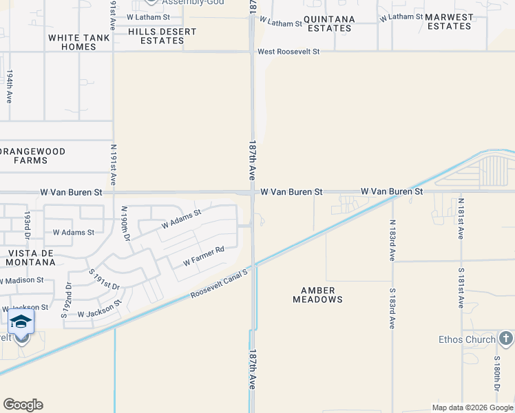 map of restaurants, bars, coffee shops, grocery stores, and more near 309 North Perryville Road in Goodyear