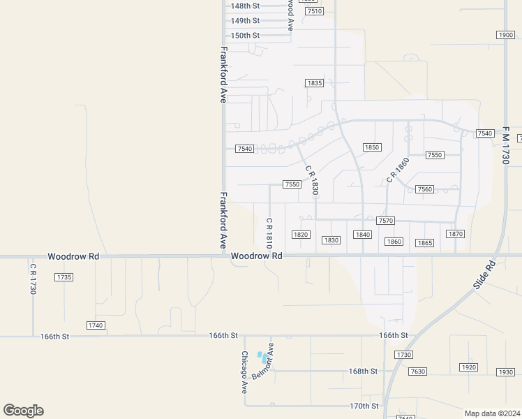 map of restaurants, bars, coffee shops, grocery stores, and more near 15800-15816 C R 1810 in Lubbock